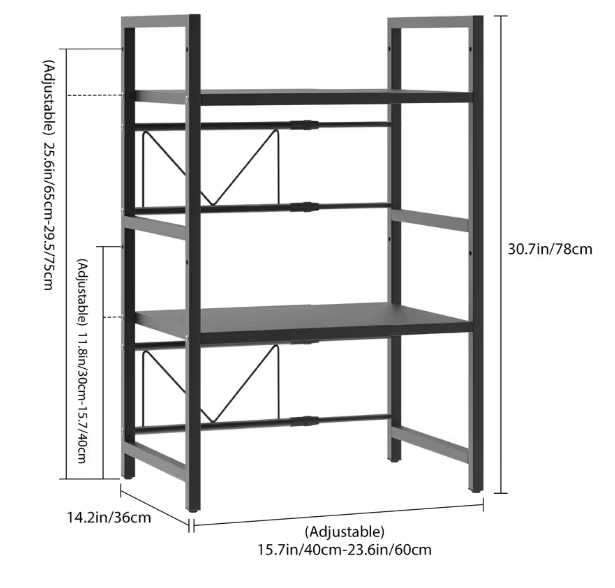 Uitschuifbaar Magnetronrek – Verstelbare Opbergplank met 6 Haken, 2 of 3 Lagen