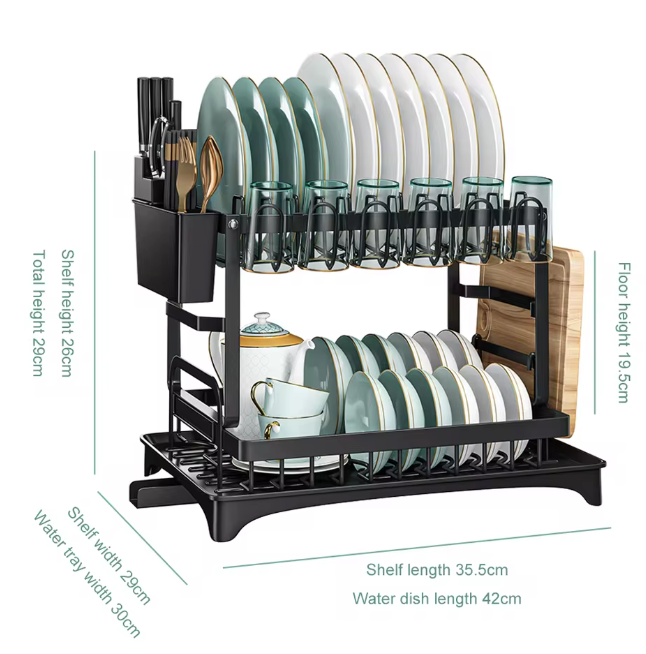 2-laags Afdruiprek voor Borden – Keuken Schotel Organizer