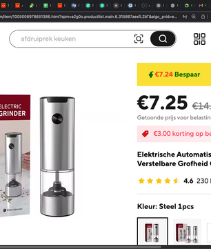 Elektrische Zout- en Pepermolen – RVS Grinder met LED & USB