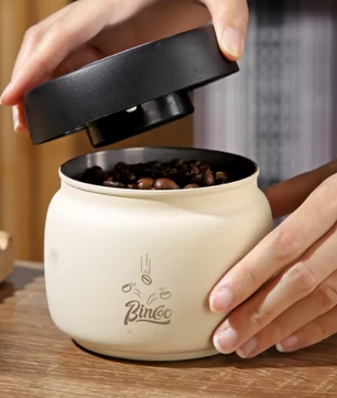 Roestvrijstalen koffieopslagbus met vacuümpomp – 400–1200 ml
