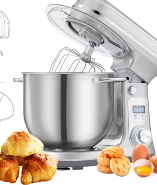 Keukenmixer 1200W met 6L RVS kom en stille motor – 6 snelheden