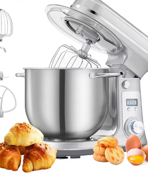 Keukenmixer 1200W met 6L RVS kom en stille motor – 6 snelheden