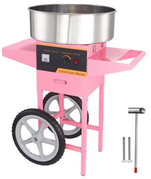 Suikerspinmachine 1000W met kar en RVS kom – commercieel