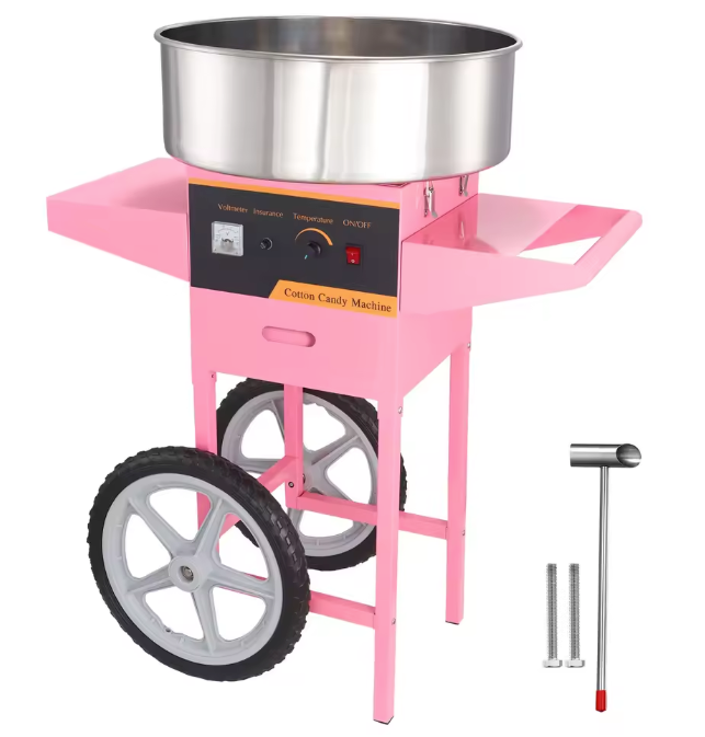 Suikerspinmachine 1000W met kar en RVS kom – commercieel