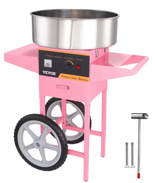 Suikerspinmachine 1000W met kar en RVS kom – commercieel