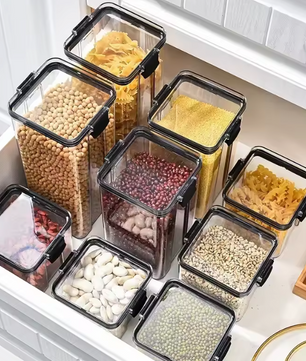 Set van stapelbare voorraadbussen 460–1800 ml – luchtdicht