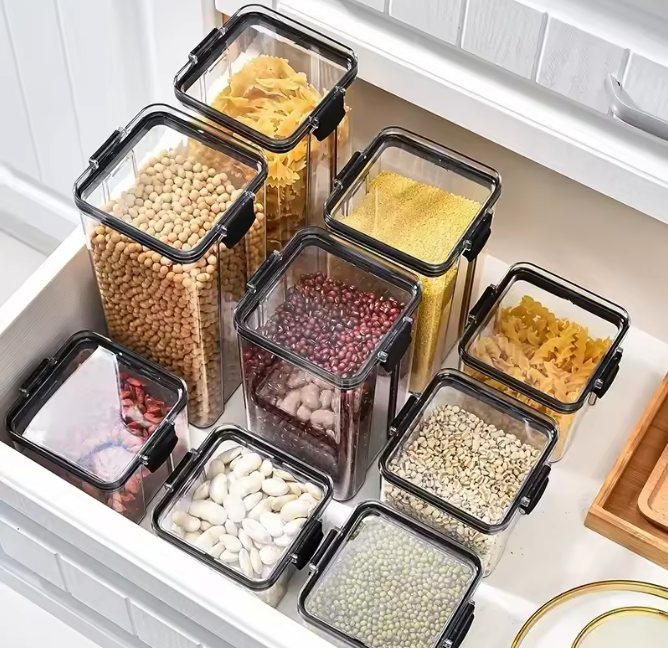 Set van stapelbare voorraadbussen 460–1800 ml – luchtdicht