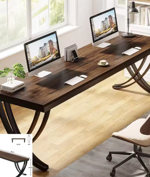 Lang computerbureau 200×60 cm met 2 lades – voor 2 personen