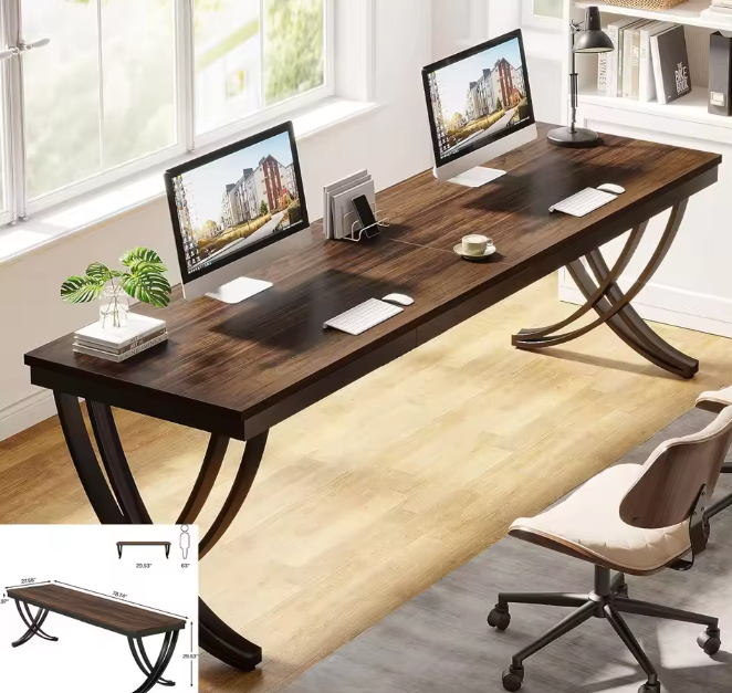 Lang computerbureau 200×60 cm met 2 lades – voor 2 personen