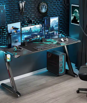 Gamingbureau met RGB-verlichting en metalen poten – 140 cm