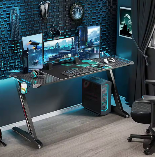 Gamingbureau met RGB-verlichting en metalen poten – 140 cm