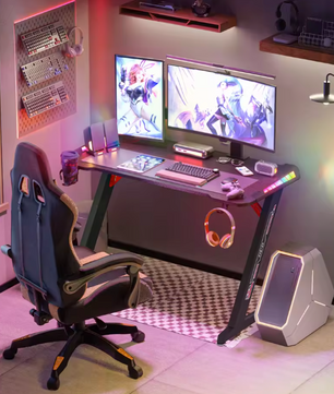 Gamingbureau met RGB-verlichting en metalen poten – 140 cm