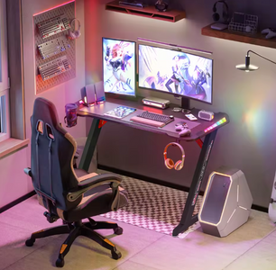 Gamingbureau met RGB-verlichting en metalen poten – 140 cm