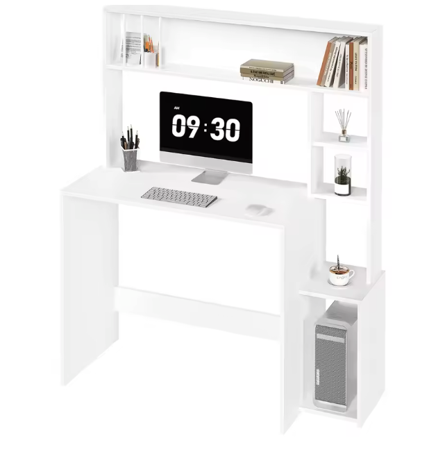 Scandinavisch bureau met 5 planken en opbergruimte – 113 cm