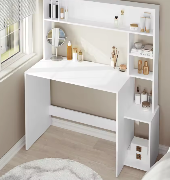 Scandinavisch bureau met 5 planken en opbergruimte – 113 cm