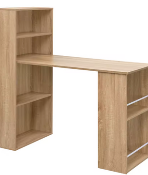 Hoekbureau 120 cm met planken – Modern werkbureau wit MDF