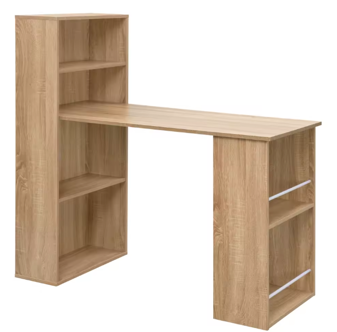 Hoekbureau 120 cm met planken – Modern werkbureau wit MDF