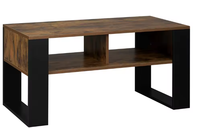 Salontafel 90 cm met 2 open vakken – Industriële stijl