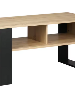 Salontafel 90 cm met 2 open vakken – Industriële stijl