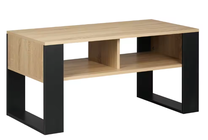 Salontafel 90 cm met 2 open vakken – Industriële stijl