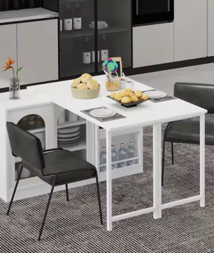 Witte uitschuifbare bartafel met opbergruimte en draaifunctie