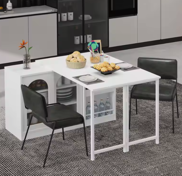 Witte uitschuifbare bartafel met opbergruimte en draaifunctie