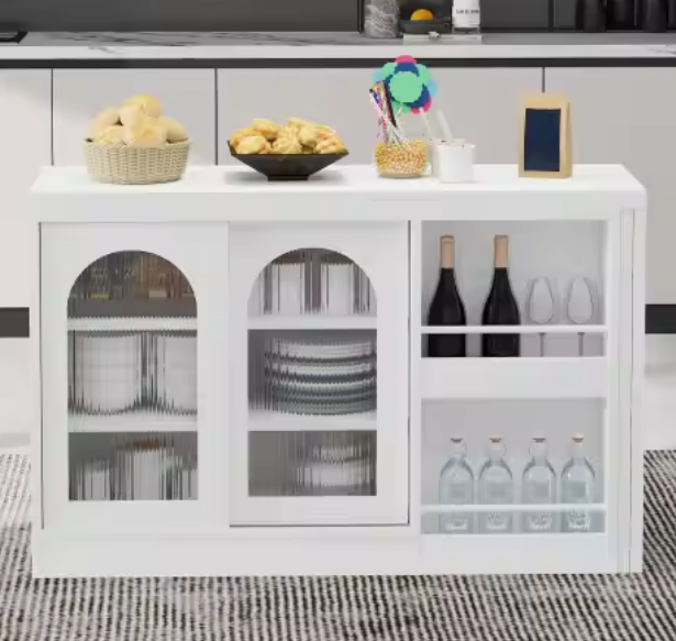 Witte uitschuifbare bartafel met opbergruimte en draaifunctie