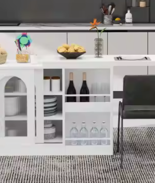 Witte uitschuifbare bartafel met opbergruimte en draaifunctie