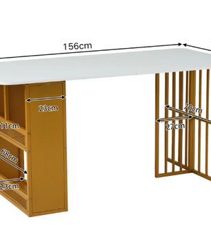 Rechthoekige Eettafel met Opbergruimte – Wit & Goud Design