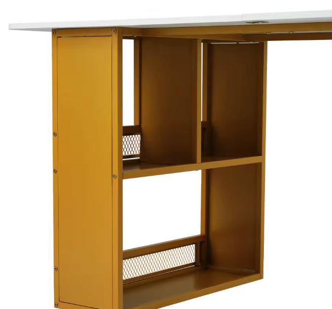 Rechthoekige Eettafel met Opbergruimte – Wit & Goud Design