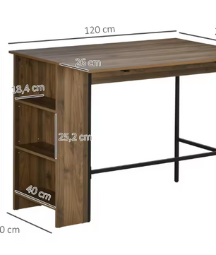 Uitschuifbare Bartafel met 3 Planken – 120x76x91,4 cm