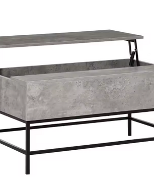 Hefsalontafel met Verborgen Opbergruimte – Cementgrijs MDF
