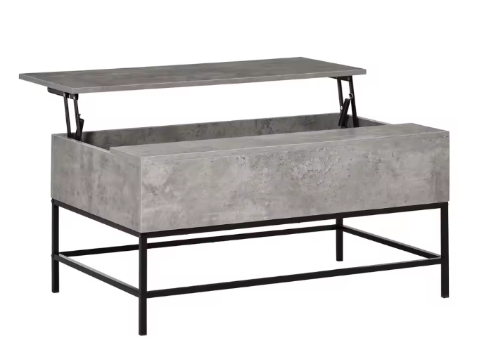 Hefsalontafel met Verborgen Opbergruimte – Cementgrijs MDF