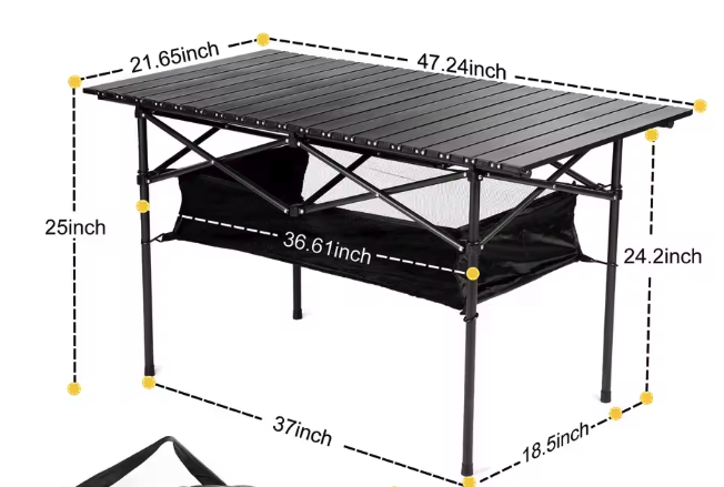 Opvouwbare Campingtafel met Netzak – Lichtgewicht & Stabiel