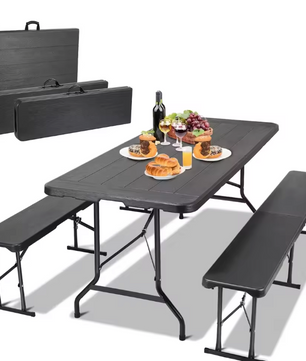 Opvouwbare Picknickset – Tafel en 2 Banken, 180 cm, Binnen & Buiten