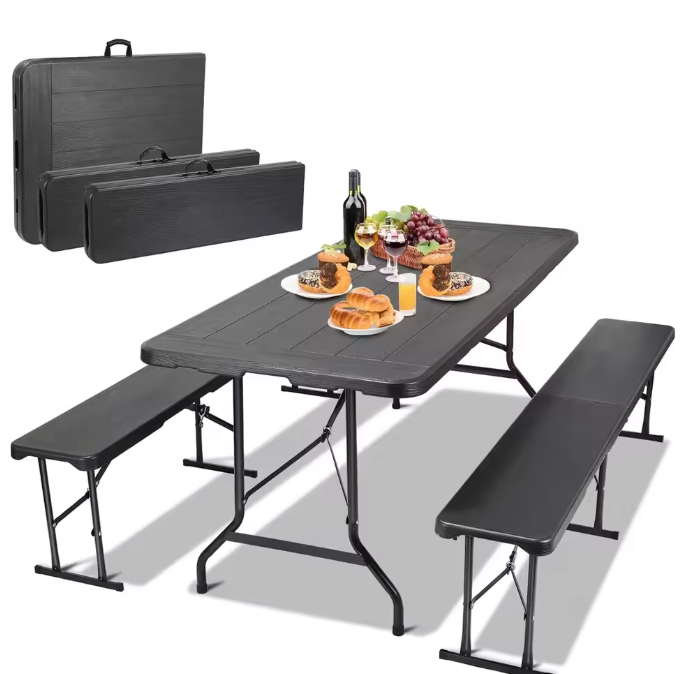 Opvouwbare Picknickset – Tafel en 2 Banken, 180 cm, Binnen & Buiten