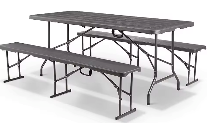Opvouwbare Picknickset – Tafel en 2 Banken, 180 cm, Binnen & Buiten