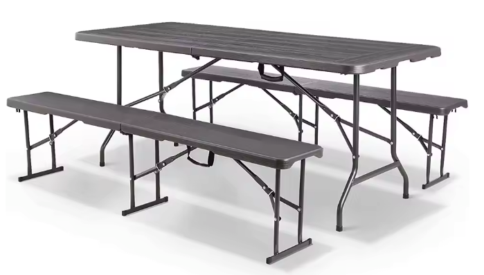 Opvouwbare Picknickset – Tafel en 2 Banken, 180 cm, Binnen & Buiten
