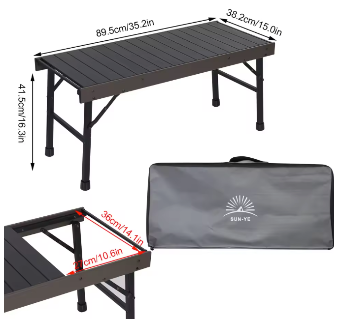 Opvouwbare Campingtafel – Aluminium Picknicktafel, 89,5 cm