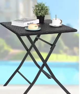 3-delige Opvouwbare Bistroset – Rotan Tafel & 2 Stoelen, Weerbestendig