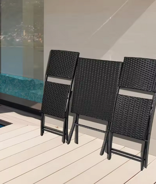 3-delige Opvouwbare Bistroset – Rotan Tafel & 2 Stoelen, Weerbestendig