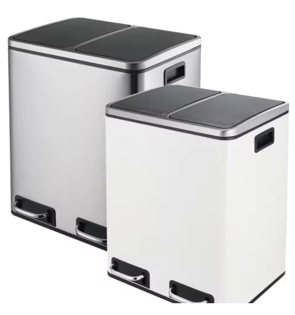 RVS pedaalemmer 2-vaks – 30L of 48L afvalscheidingsbak