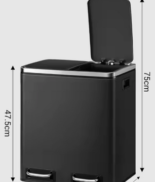 RVS pedaalemmer 2-vaks – 30L of 48L afvalscheidingsbak