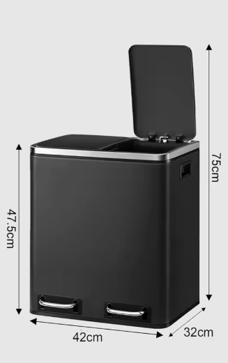 RVS pedaalemmer 2-vaks – 30L of 48L afvalscheidingsbak