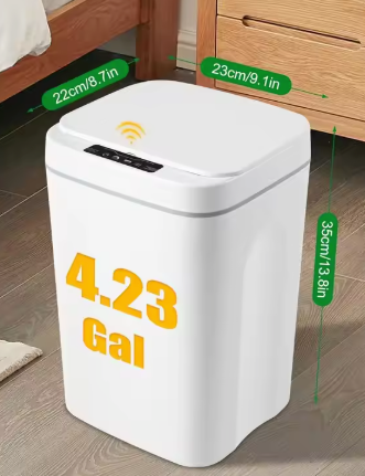 Slimme witte sensorprullenbak – 16L met automatisch deksel