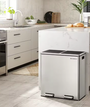 Duo Pedaalemmer 2x30L – Afvalscheiding met Softclose Deksel