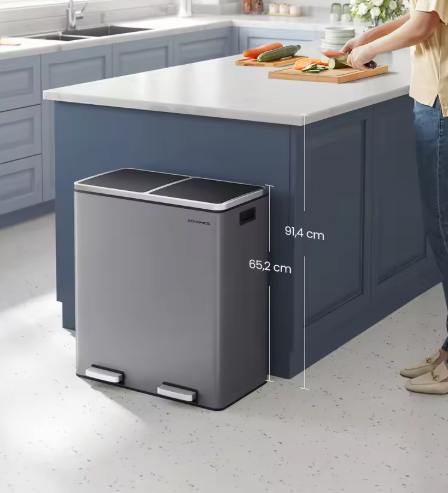 Duo Pedaalemmer 2x30L – Afvalscheiding met Softclose Deksel