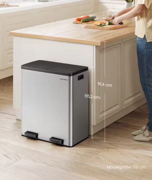 Duo Pedaalemmer 2x30L – Afvalscheiding met Softclose Deksel