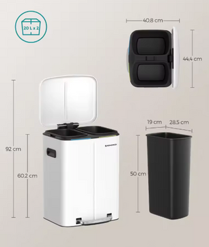 Pedaalemmer 40L met 2 Compartimenten – Softclose & Afvalscheiding
