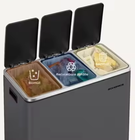 Prullenbak met 3 Compartimenten – 3×18L, Softclose & Pedaalbediening